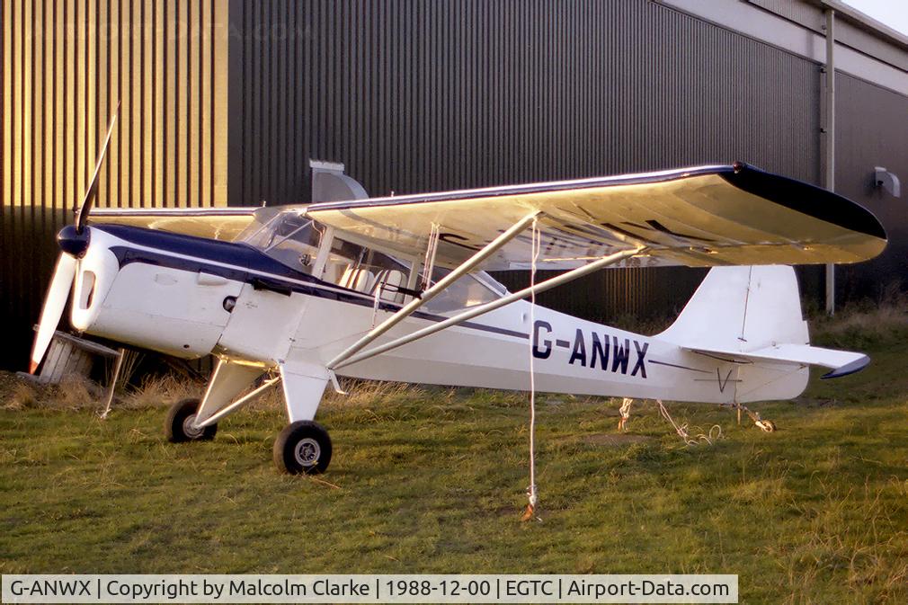 G-ANWX, 1954 Auster J-5L Aiglet Trainer C/N 3131, Aircraft J5L at Cranfield Airfield, Beds, UK in 1988. Now de-registered.