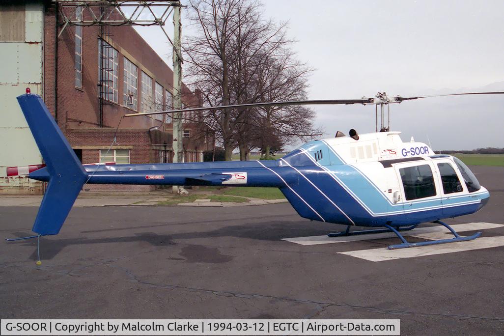 G-SOOR, 1969 Agusta AB-206A JetRanger C/N 8056, Agusta Bell 206. AThen owned by Weathershield Aviation Ltd and previously registered as G-FMAL / G-RIAN / G-BHSG.
