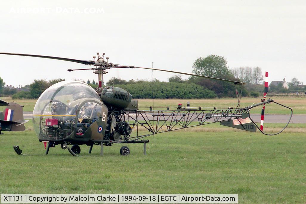 XT131, 1964 Westland Sioux AH.1 C/N 1540, Westland Sioux AH1. At Cranfield's Air Show & Helifest in 1994.