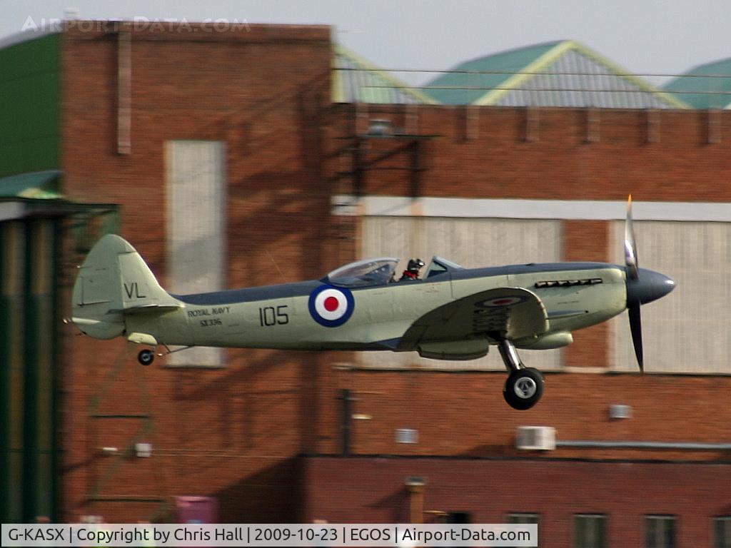 G-KASX, 1946 Supermarine 395 Seafire F.XVII C/N FLWA 25488, wearing its former Royal Navy ID SX336 and codes VL/105
