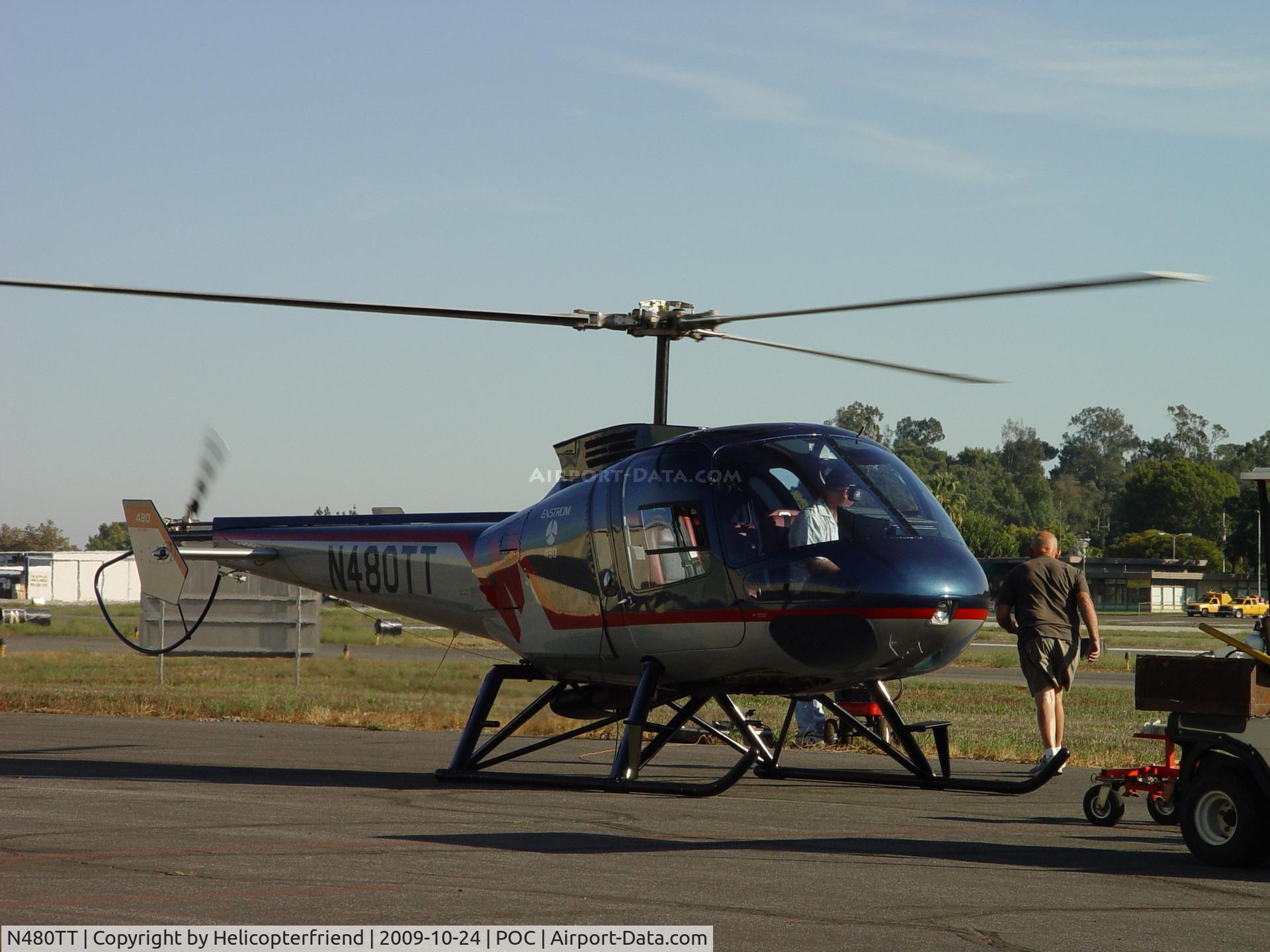 N480TT, 1997 Enstrom 480 C/N 5019, Getting ready to check tracking of main rotor