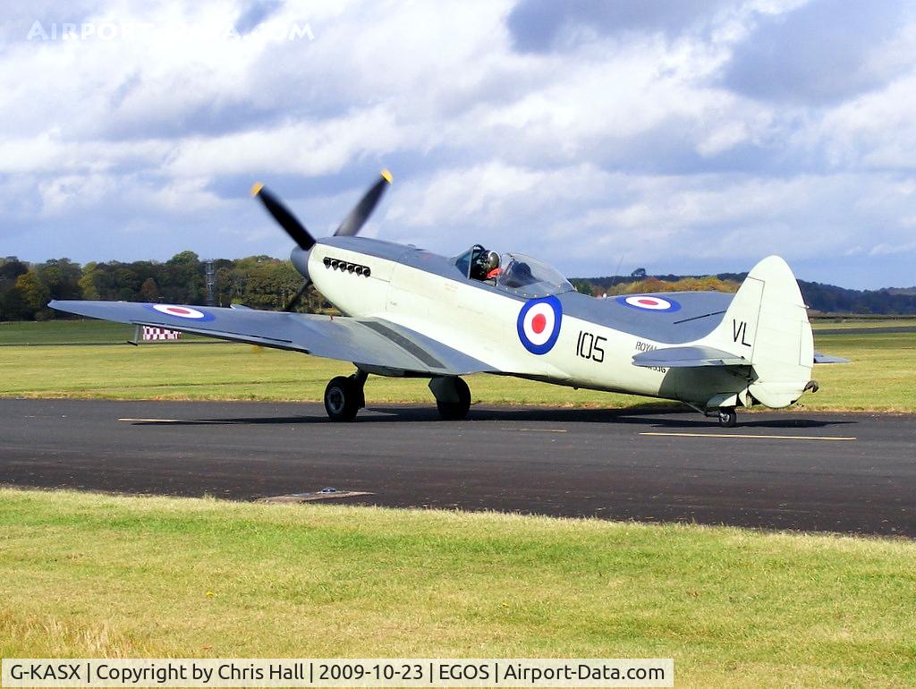G-KASX, 1946 Supermarine 395 Seafire F.XVII C/N FLWA 25488, wearing its former Royal Navy ID SX336 and codes VL/105