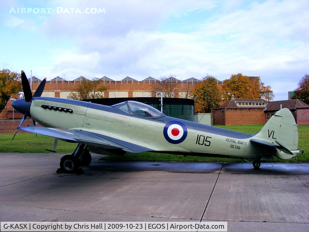 G-KASX, 1946 Supermarine 395 Seafire F.XVII C/N FLWA 25488, wearing its former Royal Navy ID SX336 and codes VL/105