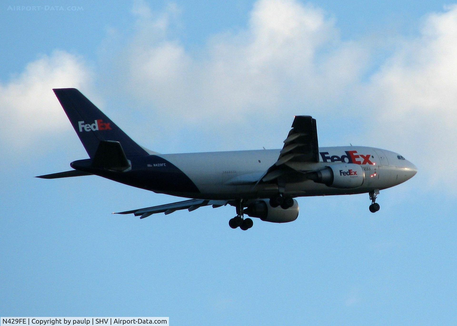 N429FE, 1985 Airbus A310-203 C/N 364, Landing on 23 at Shreveport Regional.