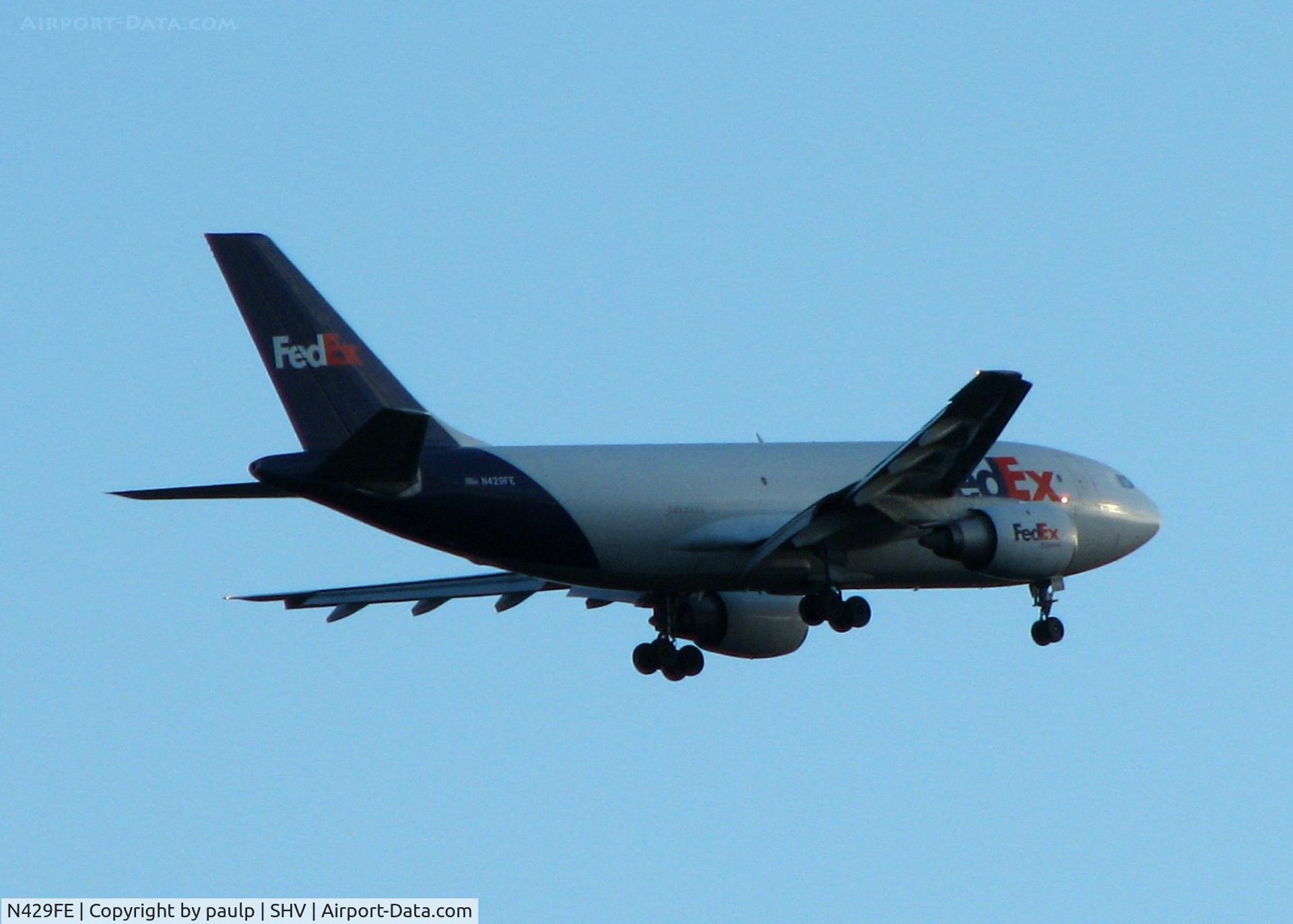 N429FE, 1985 Airbus A310-203 C/N 364, Landing on 23 at Shreveport Regional.