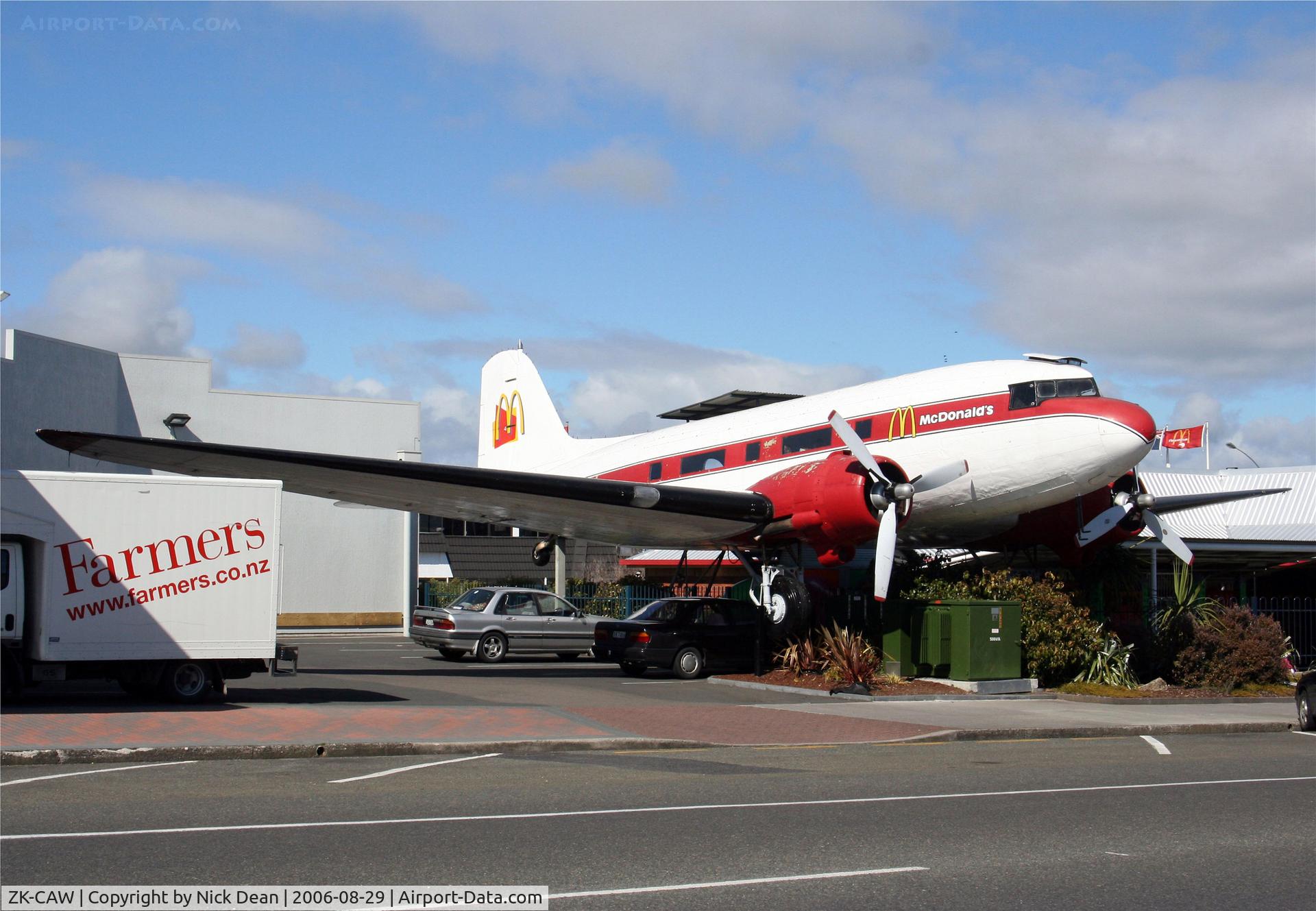 ZK-CAW, 1943 Douglas DC-3 C/N 18923, Taupo Town Center McDonalds
