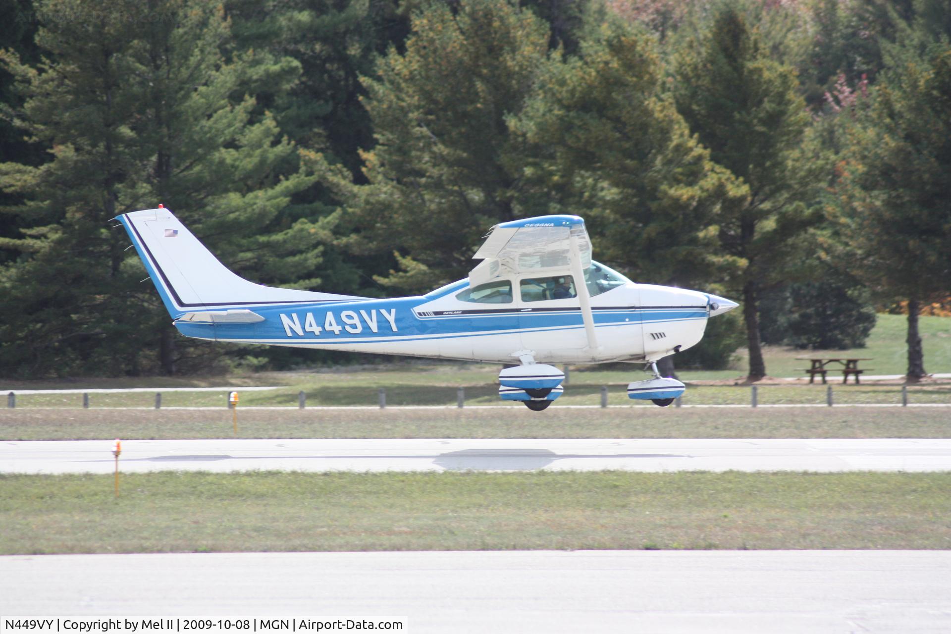 N449VY, 1973 Cessna 182P Skylane C/N 18262199, KSBN-KMGN - Landing RWY 28