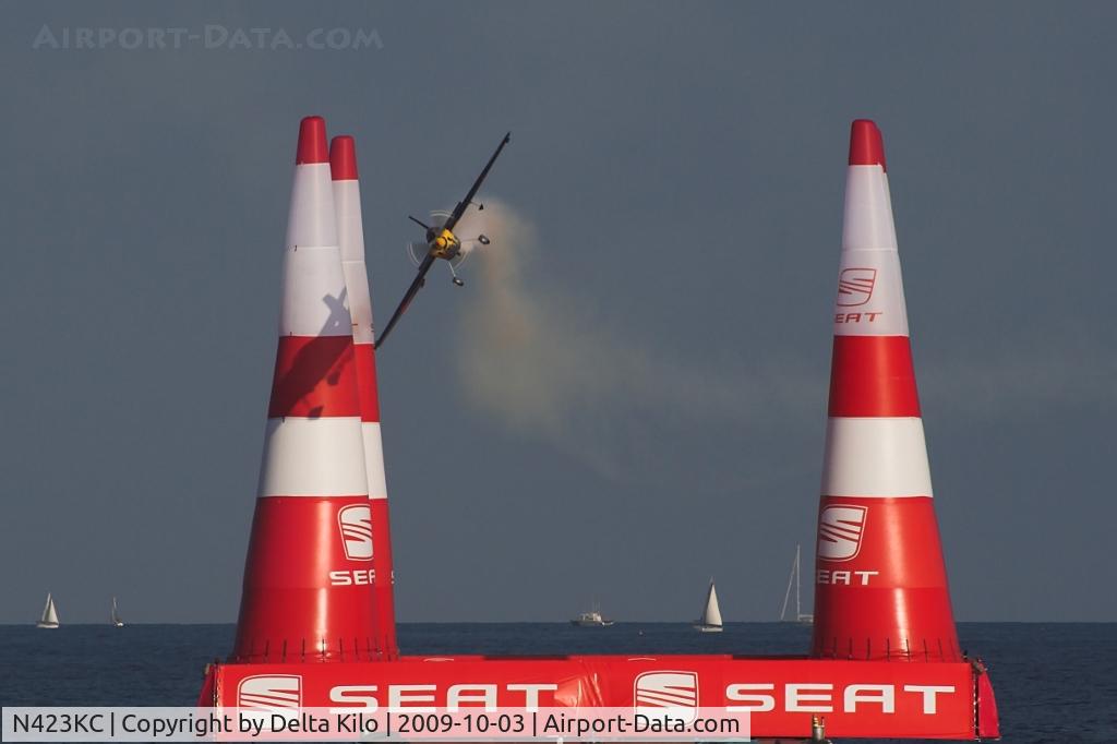 N423KC, 2009 Zivko Edge 540 C/N 0044, Red Bull Air Race Barcelona-Kirby Chambliss