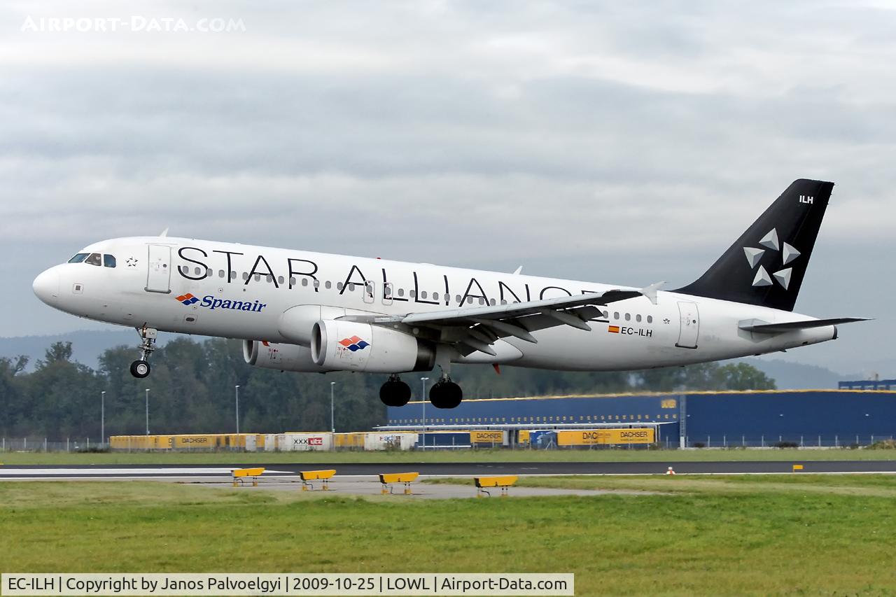 EC-ILH, 2002 Airbus A320-232 C/N 1914, Star Alliance (Spainair) Airbus A320-232 landing on RWY27 in LOWL/LNZ