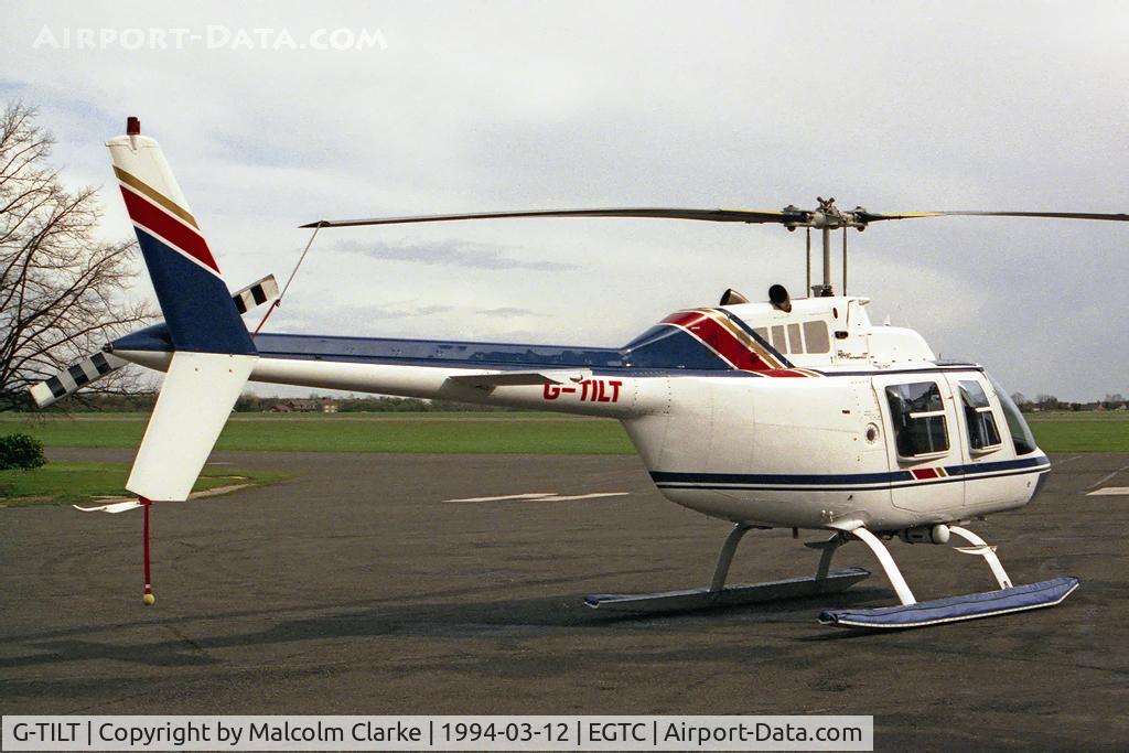 G-TILT, 1982 Bell 206B JetRanger III C/N 3594, Formerly G-BRJO. Bell 206B. At Cranfield Airfield, Beds, UK. 