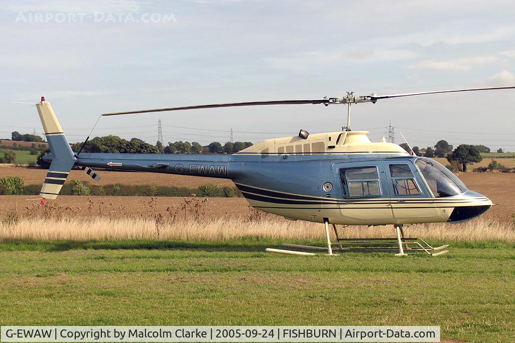 G-EWAW, 1987 Bell 206B-3 JetRanger III C/N 3955, Bell 206B. At Fishburn Airfield, Co Durham, UK in 2005.