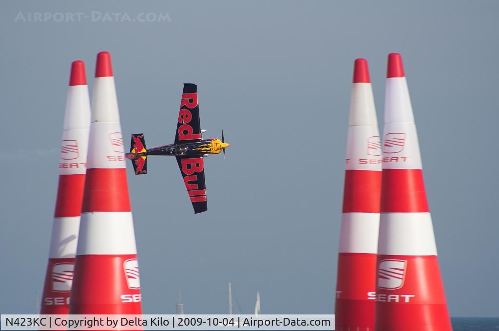 N423KC, 2009 Zivko Edge 540 C/N 0044, Red Bull Air Race Barcelona-Kirby Chambliss