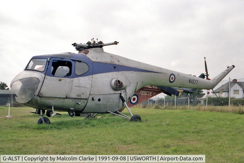G-ALST, Bristol 171 Sycamore Mk.3 C/N 12888, Bristol 171 MK3. Derelict and vandalised but restored later. At the North East Aircraft Museum, Usworth, Sunderland, UK in 1991.