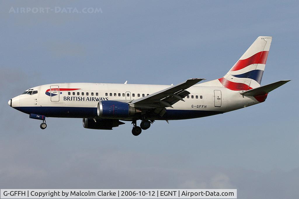 G-GFFH, 1994 Boeing 737-5H6 C/N 27354, Boeing 737-5H6. On approach to Rwy 25 at Newcastle Airport.