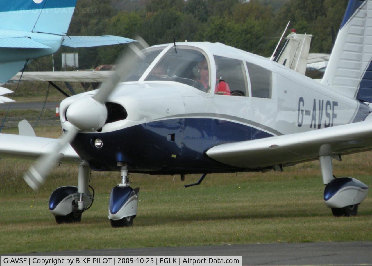 G-AVSF, 1967 Piper PA-28-180 Cherokee C/N 28-4197, ABOUT TO TURN ONTO THE TAXY WAY PAST THE PUMPS