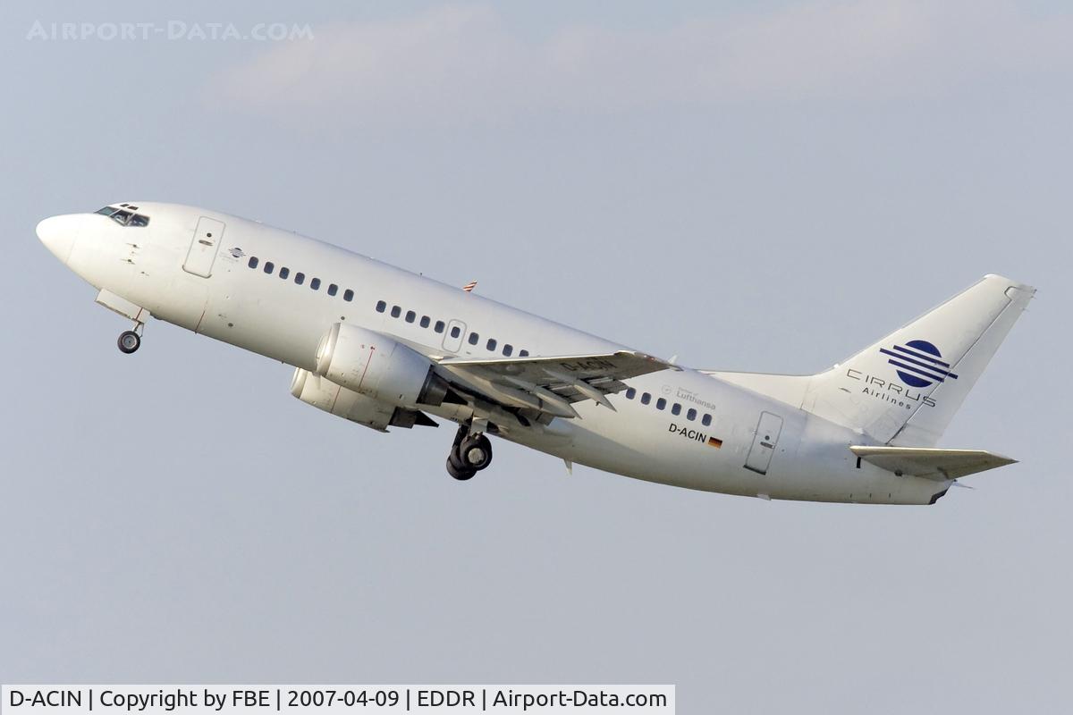 D-ACIN, 1990 Boeing 737-53C C/N 24825, steep climb out while departing SCN