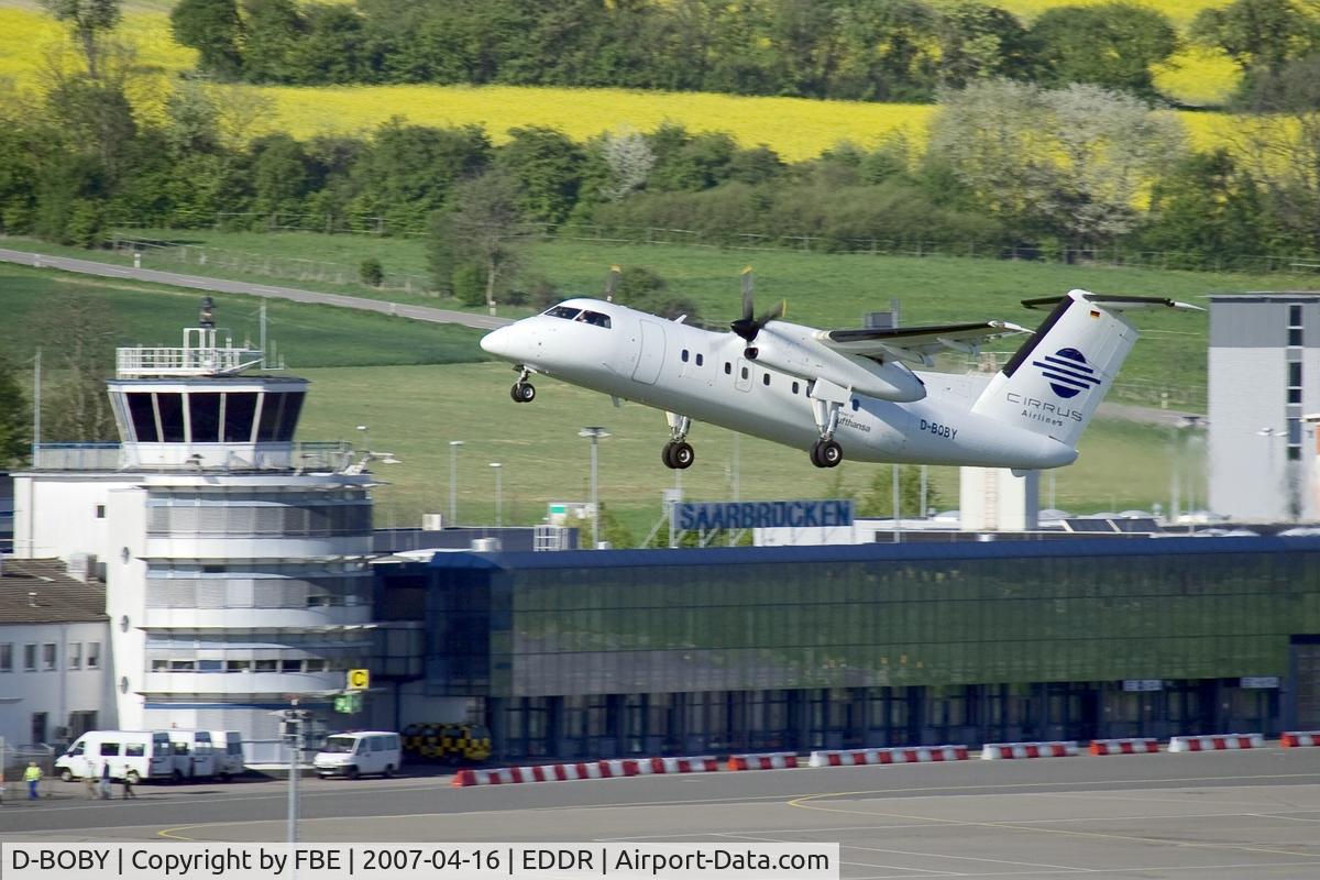 D-BOBY, 1989 De Havilland Canada DHC-8-102 Dash 8 C/N 177, Cirrus Airlines DHC8-102 departing Saarbrücken