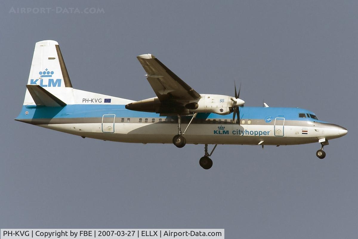 PH-KVG, 1991 Fokker 50 C/N 20211, on final at ELLX