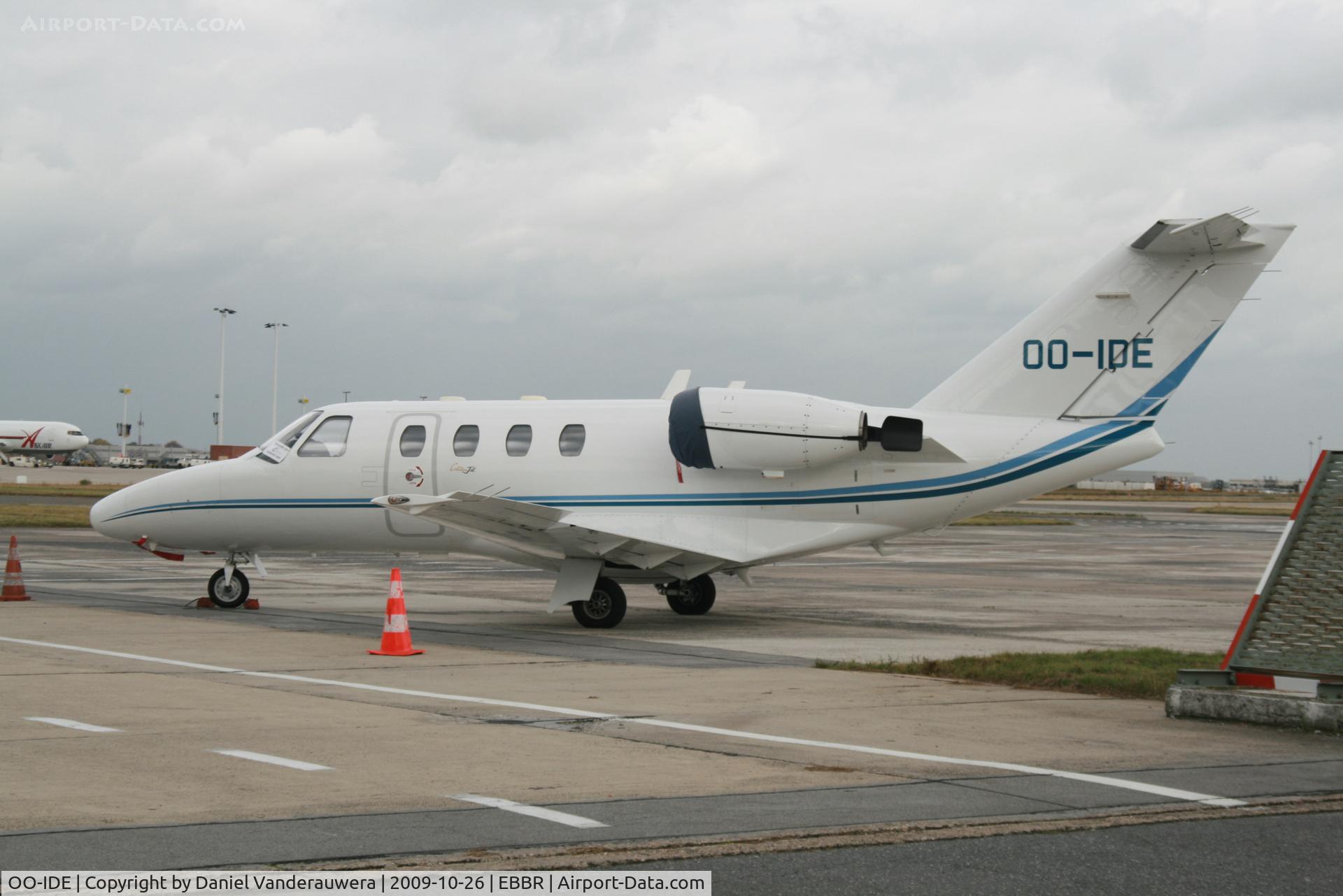 OO-IDE, 1993 Cessna 525 CitationJet C/N 525-0037, parked on General Aviation apron