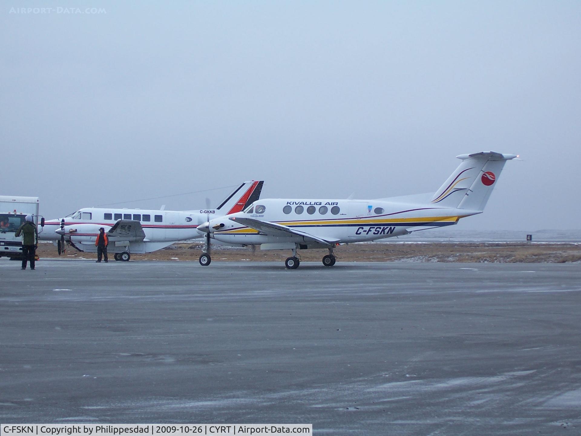 C-FSKN, 1983 Beech B200 King Air C/N BB-1109, C-FSKN at Rankin Inlet, NU  2009oct26 with C-GKKB behind
