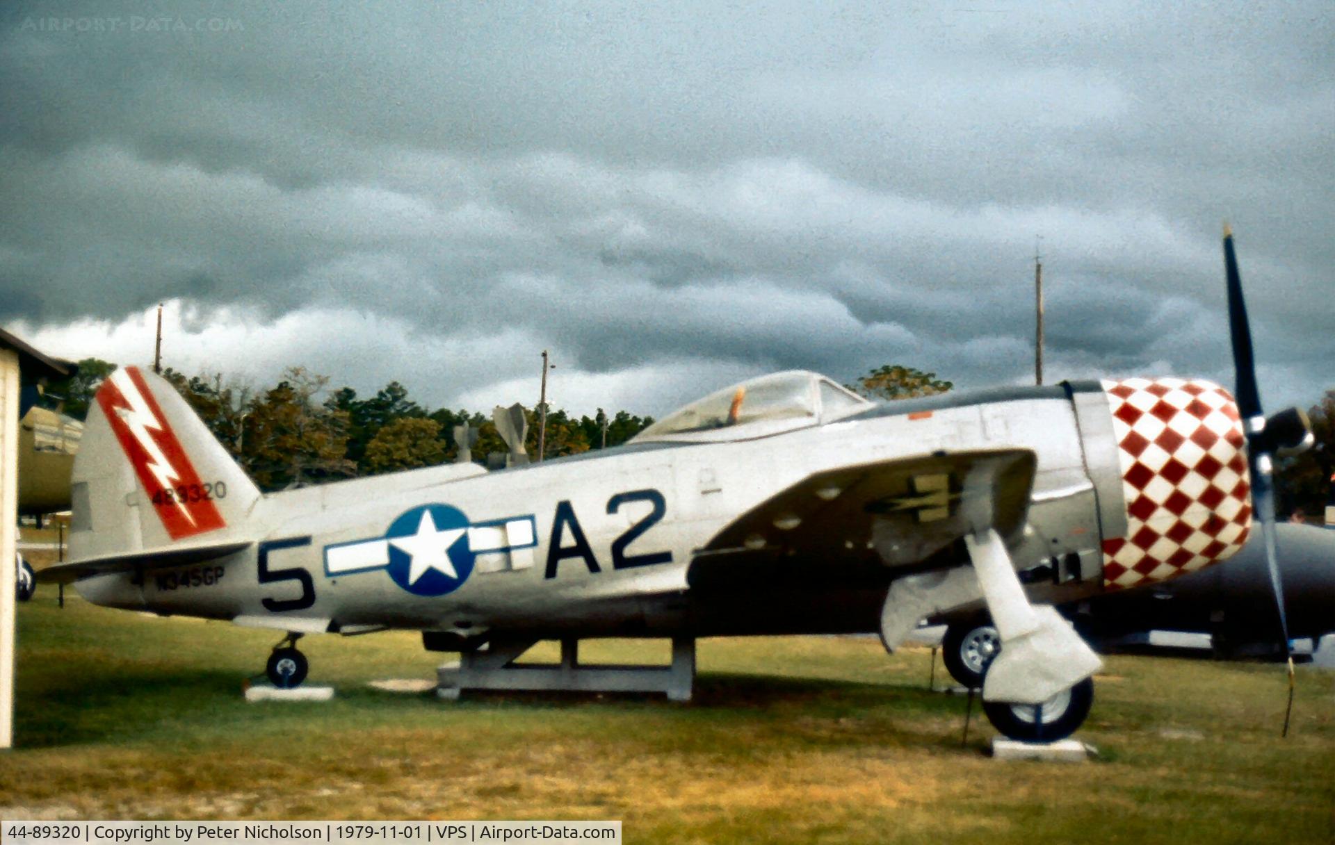 44-89320, Republic P-47N Thunderbolt C/N 539C/1537, P-47N Thunderbolt as displayed at the USAF Armament Museum in November 1979.