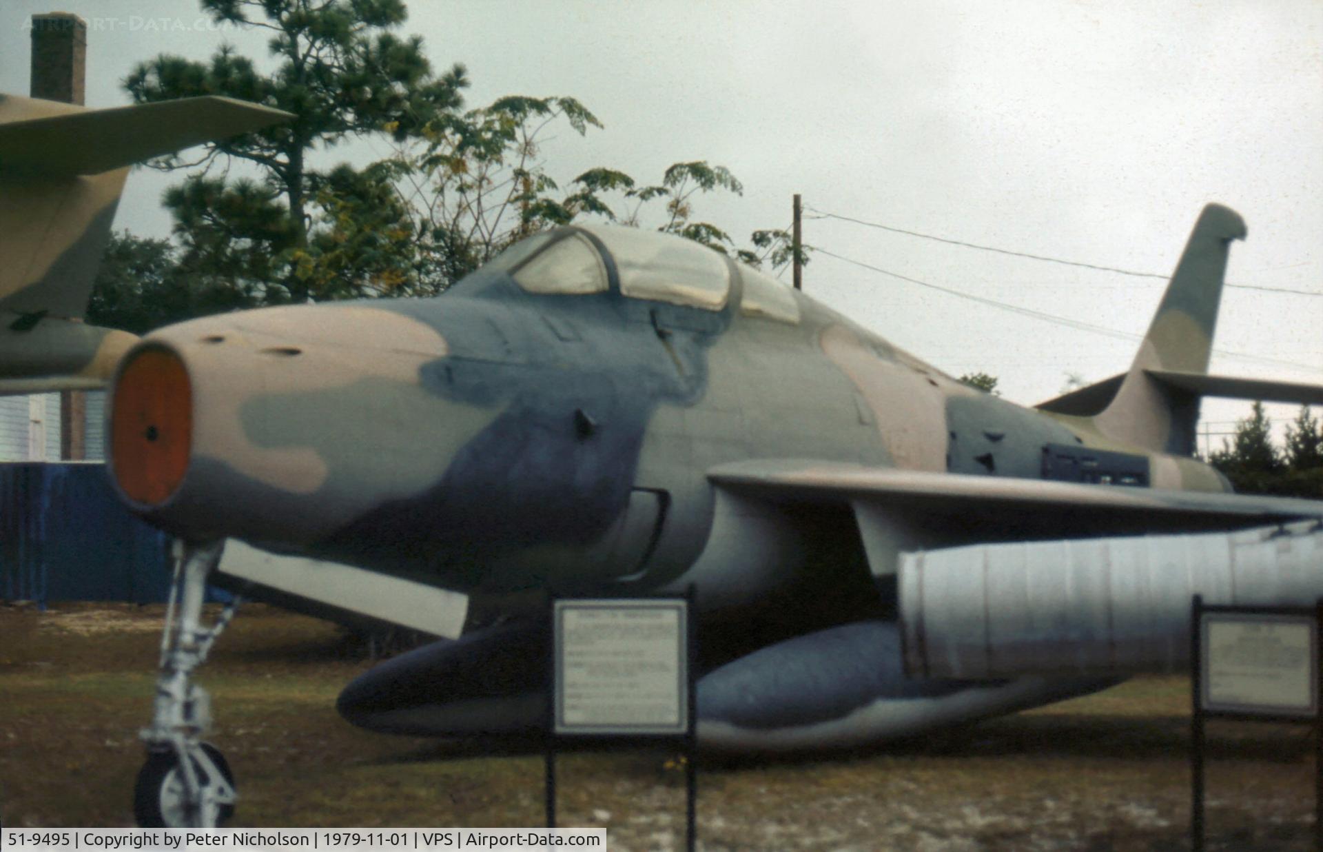 51-9495, 1951 General Motors F-84F-35-GK Thunderstreak C/N Not found 51-9495, F-84F Thunderstreak as displayed at the USAF Armament Museum in November 1979.