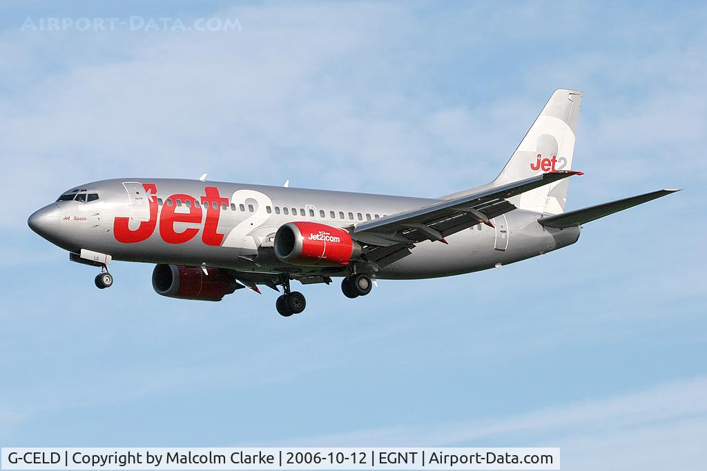 G-CELD, 1987 Boeing 737-33A C/N 23832, Boeing 737-33A. On approach to Rwy 25 at Newcastle Airport.