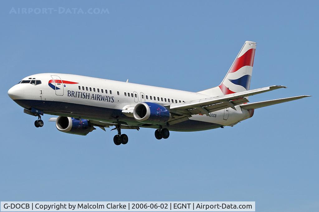G-DOCB, 1991 Boeing 737-436 C/N 25304, Boeing 737-436 on approach to Rwy 25 at Newcastle Airport.