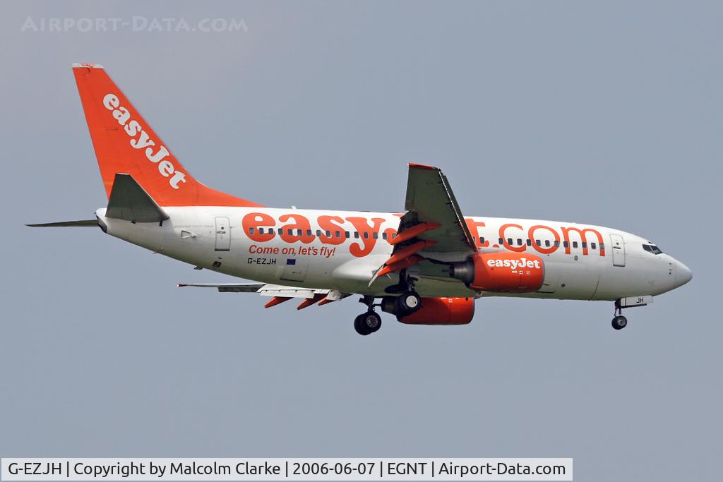 G-EZJH, 2001 Boeing 737-73V C/N 30240, Boeing 737-73V on approach to Rwy 07 at Newcastle Airport.
