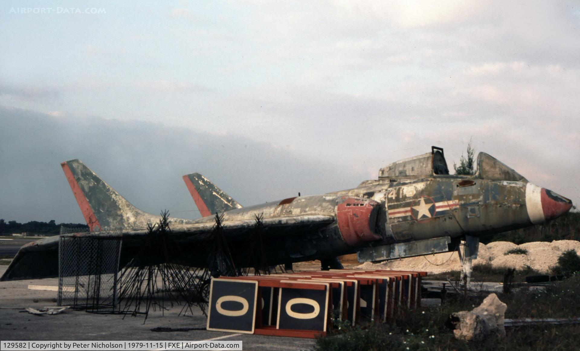 129582, Vought F7U-3 Cutlass C/N 66, This F7U-3 Cutlass with modex number 415 was seen at Ft. Launderdale in November 1979 having previously been on display for many years at Ft. Lauderdale Holiday Park. Had earlier thought it was 124415 but now understood to be 129582.