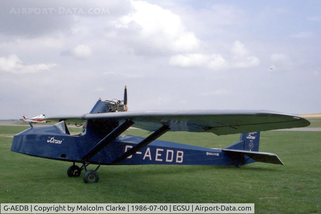 G-AEDB, 1936 BAC Drone C/N 13, BAC Drone. Built 1936 and seen here at The Imperial War Museum, Duxford in 1986.