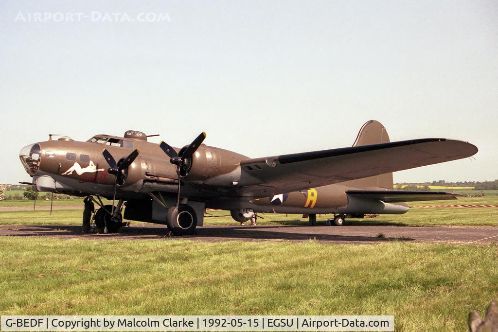 G-BEDF, 1944 Boeing B-17G Flying Fortress C/N 8693, Boeing B-17G. Displayed as 124485 / DF-A at Airshow Europe in 1992. Ex USAAF 44-85784.
