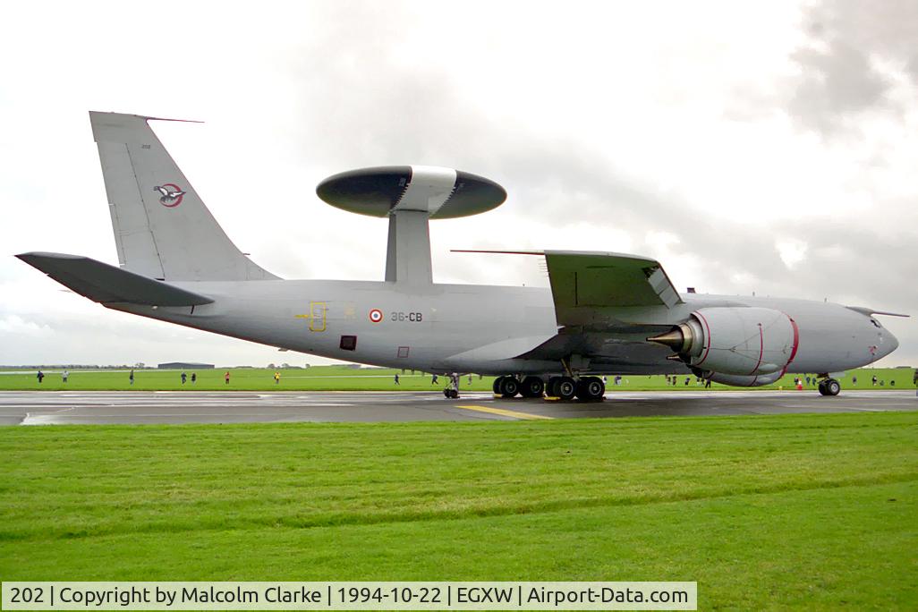 202, 1991 Boeing E-3F (707-300) Sentry C/N 24116, Boeing Aircraft Co E-3F Sentry (707-300). From EDCA.00/036, Avord and seen here at RAF Waddington's Photocall 94.