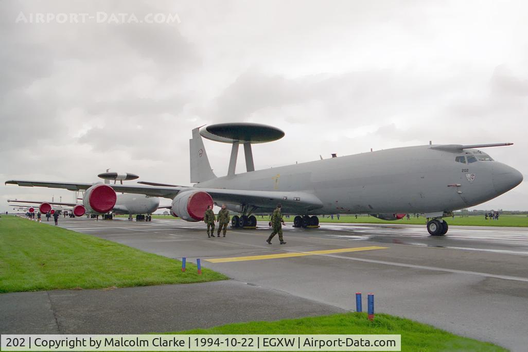 202, 1991 Boeing E-3F (707-300) Sentry C/N 24116, Boeing Aircraft Co E-3F Sentry (707-300). From EDCA.00/036, Avord and seen here at RAF Waddington's Photocall 94.