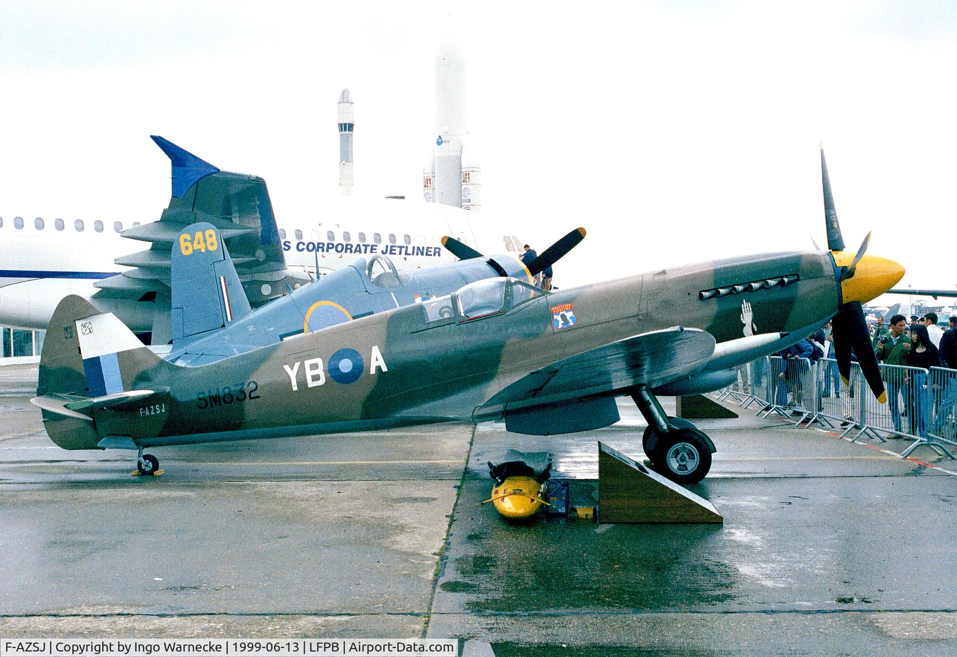 F-AZSJ, 1945 Supermarine 379 Spitfire F.XIVc C/N 6S/663452, Supermarine Spitfire F Mk.XIV C at the Aerosalon 1999, Paris