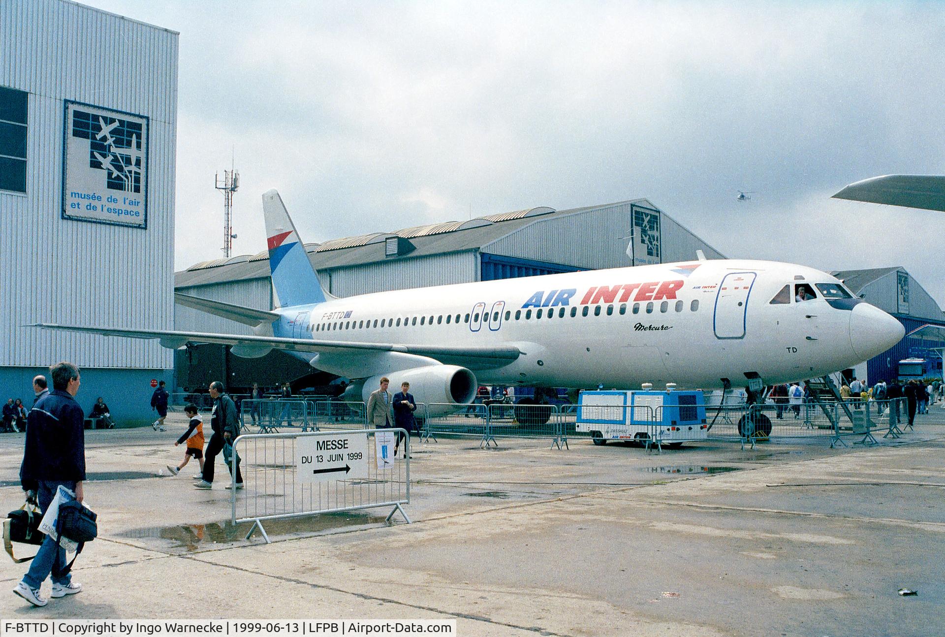 F-BTTD, 1973 Dassault Mercure 100 C/N 4, Dassault Mercure 100 of Air Inter in front of the Musee de l'Air at the Aerosalon 1999, Paris