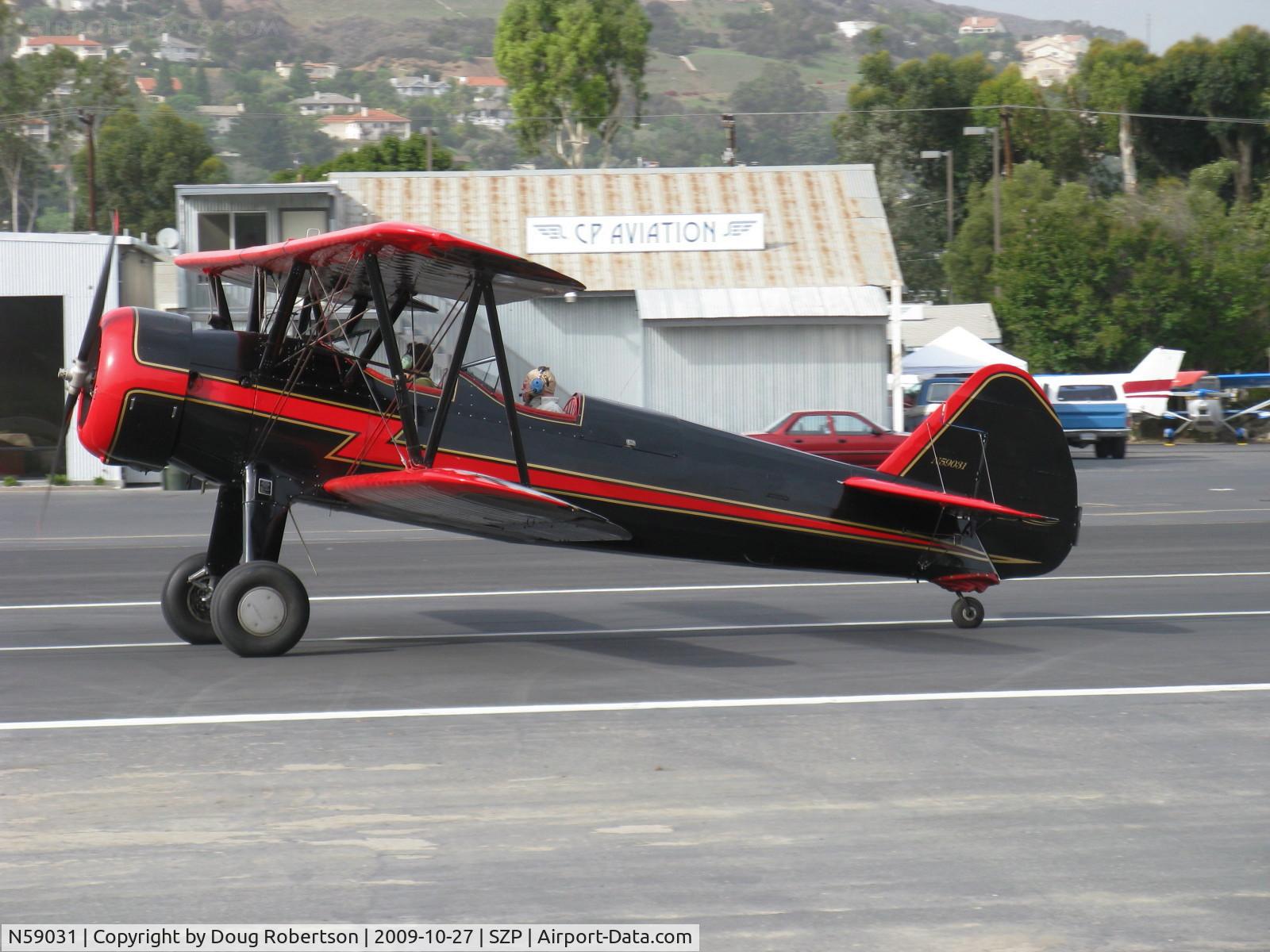 N59031, 1941 Boeing A75N1(PT17) C/N 75-3808, 1941 Boeing Stearman A75N1, Continental W670 220 Hp, landing roll Rwy 22