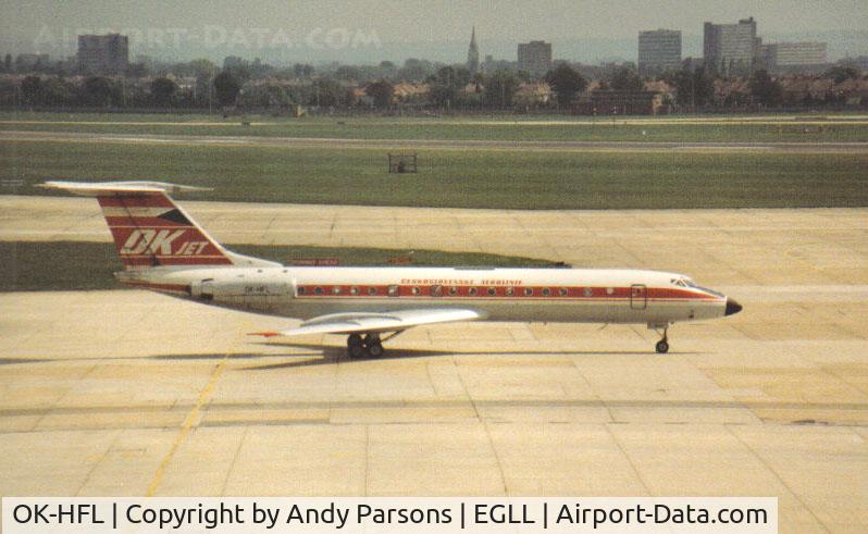 OK-HFL, 1977 Tupolev Tu-134A C/N 49913, old scanned print taken in the early 1980s