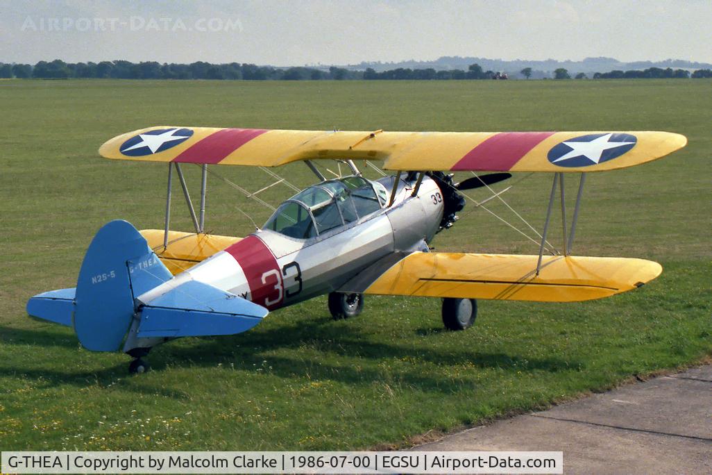 G-THEA, 1944 Boeing A75N1 C/N 75-5736A, Boeing E75. At the Imperial War Museum, Duxford in 1986.