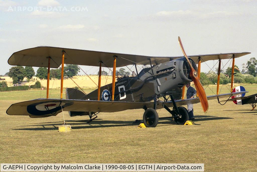 G-AEPH, 1918 Bristol F.2B Fighter C/N 7575, Bristol Fighter F2B at Battle Over Britain Display in 1990 held at The Shuttleworth Trust, Old Warden, Beds, UK.