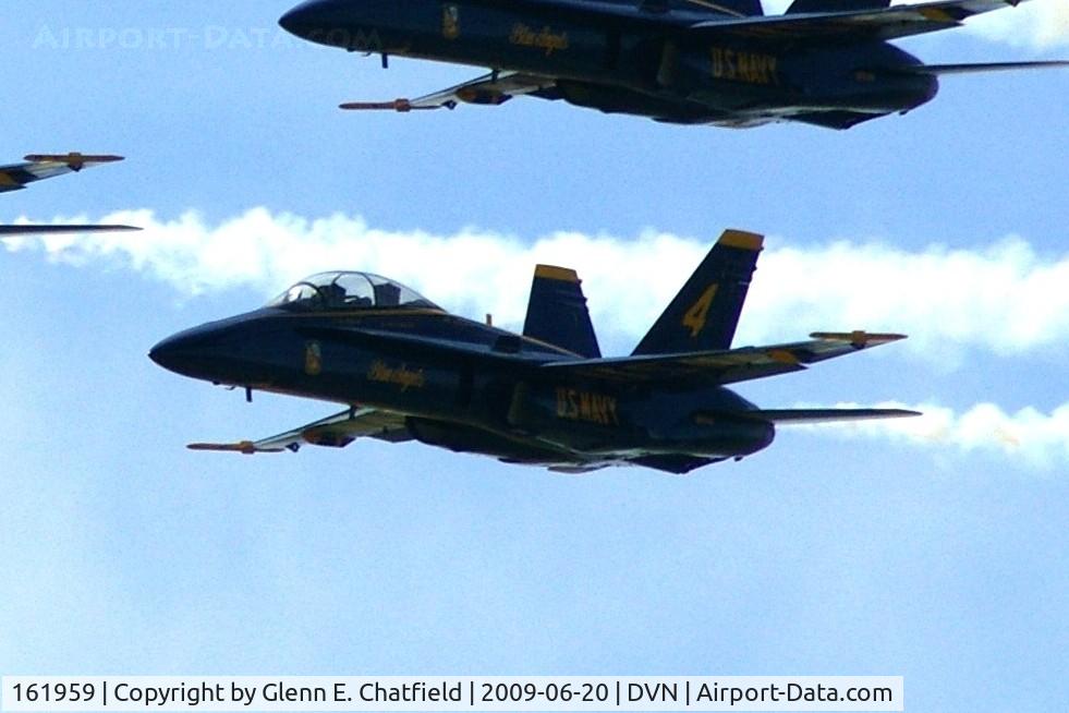 161959, McDonnell Douglas F/A-18A Hornet C/N 0170/A133, Blue Angels at the Quad Cities Air Show, and I'm shooting into the sun.
