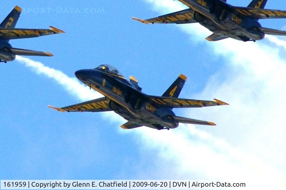 161959, McDonnell Douglas F/A-18A Hornet C/N 0170/A133, Blue Angels at the Quad Cities Air Show, and I'm shooting into the sun.