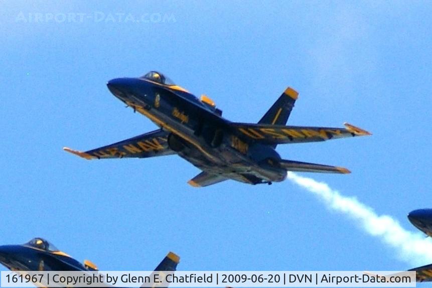 161967, McDonnell Douglas F/A-18A Hornet C/N 0183/A144, Blue Angels #1 at the Quad Cities Air Show, and I'm shooting into the sun.