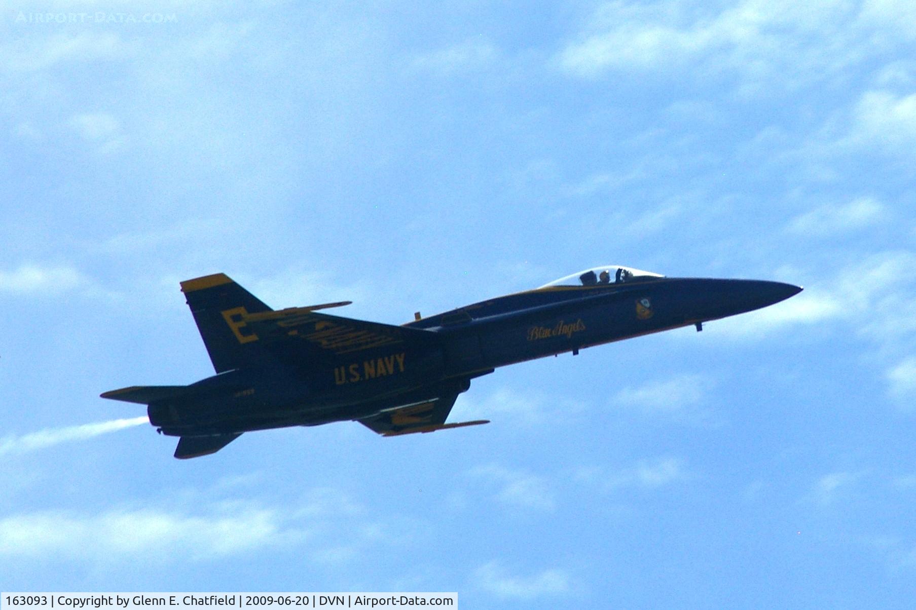 163093, McDonnell Douglas F/A-18A Hornet C/N 0475/A391, Blue Angels at the Quad Cities Air Show, and I'm shooting into the sun.