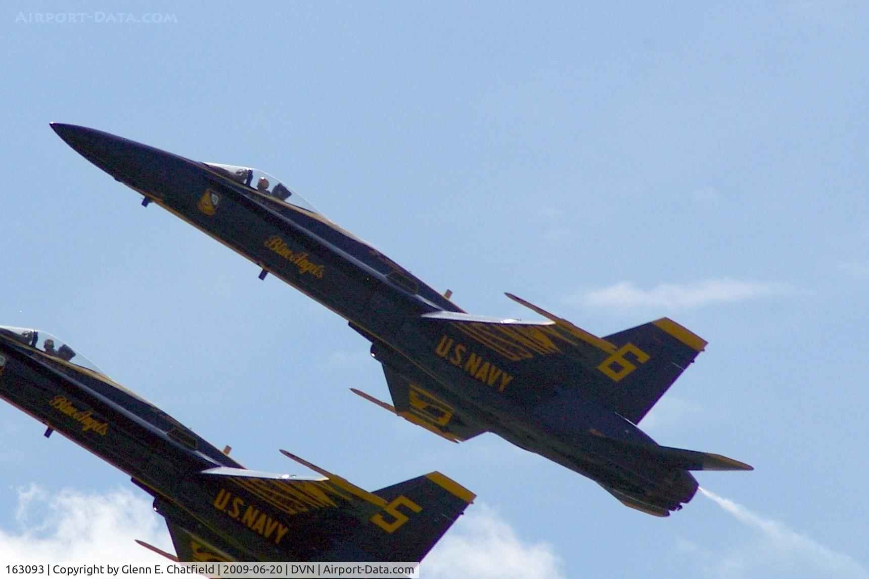 163093, McDonnell Douglas F/A-18A Hornet C/N 0475/A391, Blue Angels at the Quad Cities Air Show, and I'm shooting into the sun.