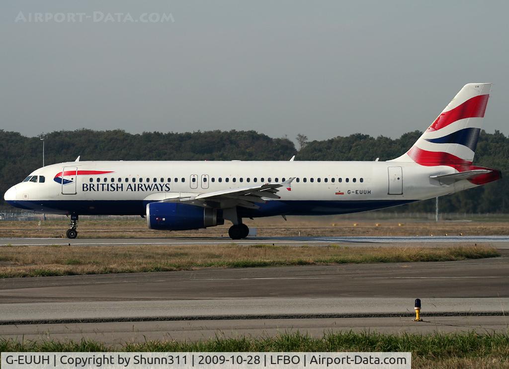 G-EUUH, 2002 Airbus A320-232 C/N 1665, Ready for take off rwy 14L
