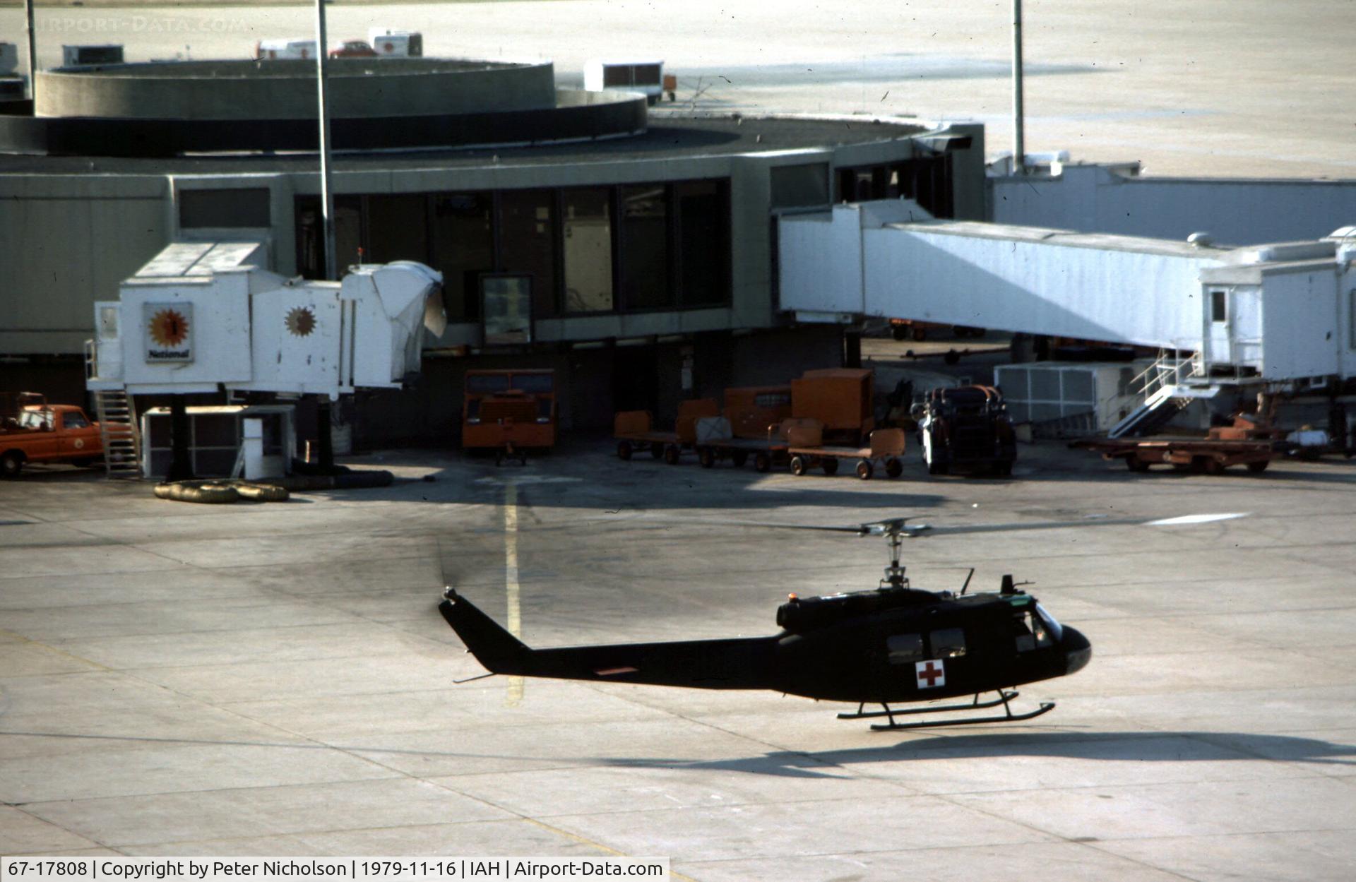67-17808, 1967 Bell UH-1H Iroquois C/N 10006, Texas Army Huey seen at Houston International in November 1979.