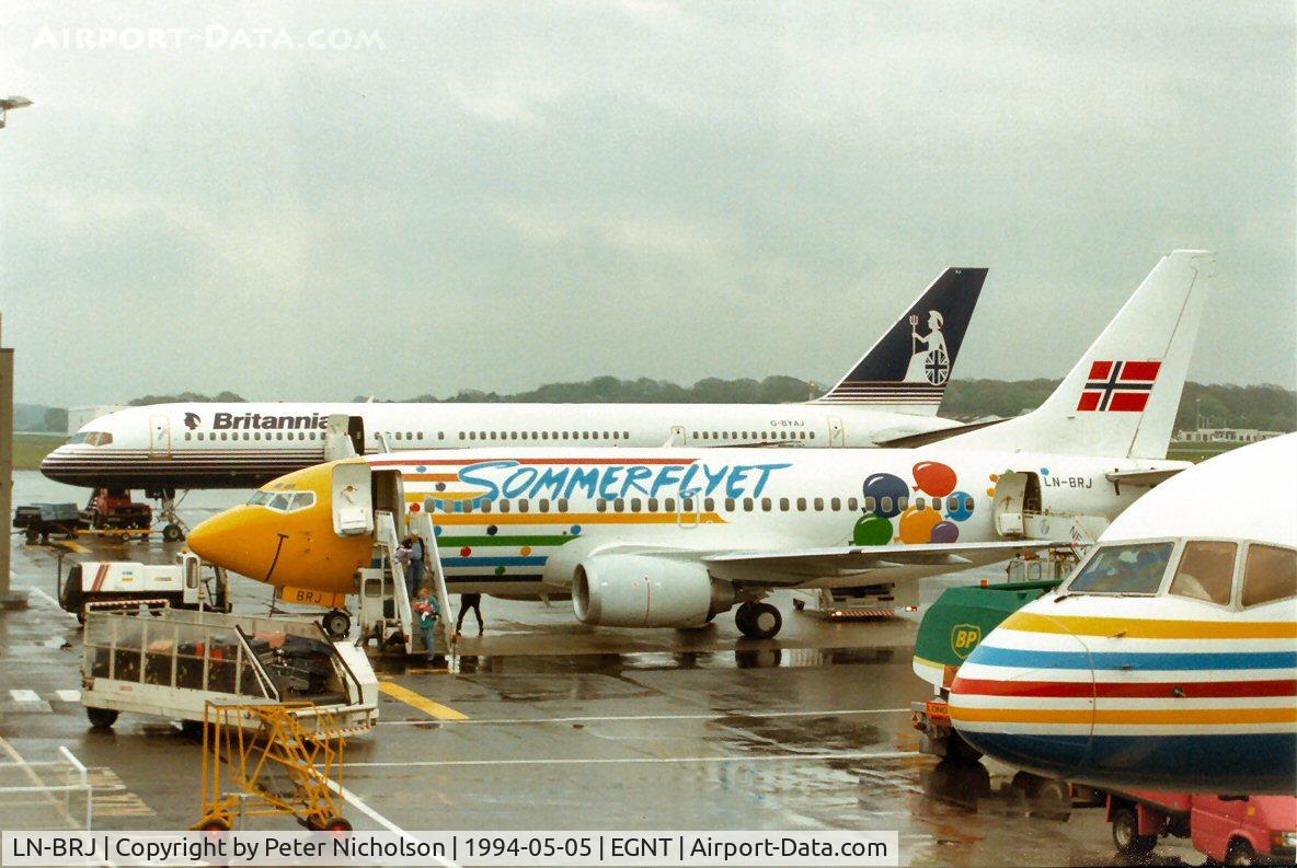 LN-BRJ, 1991 Boeing 737-505 C/N 24273, Braathens Airlines Sommerflyet Boeing 737 seen at Newcastle in May 1994.