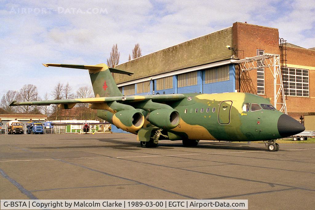 G-BSTA, 1982 British Aerospace BAe.146-100 C/N E1002, A proposed military Stategic Tactical Airlifter (STA) version of the civil BAe 146QT.