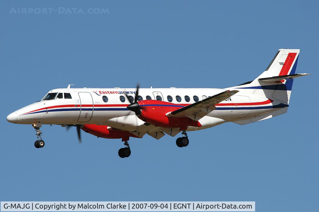 G-MAJG, 1993 British Aerospace Jetstream 41 C/N 41009, British Aerospace Jetstream 4100. On approach to Rwy 25 at Newcastle Airport.